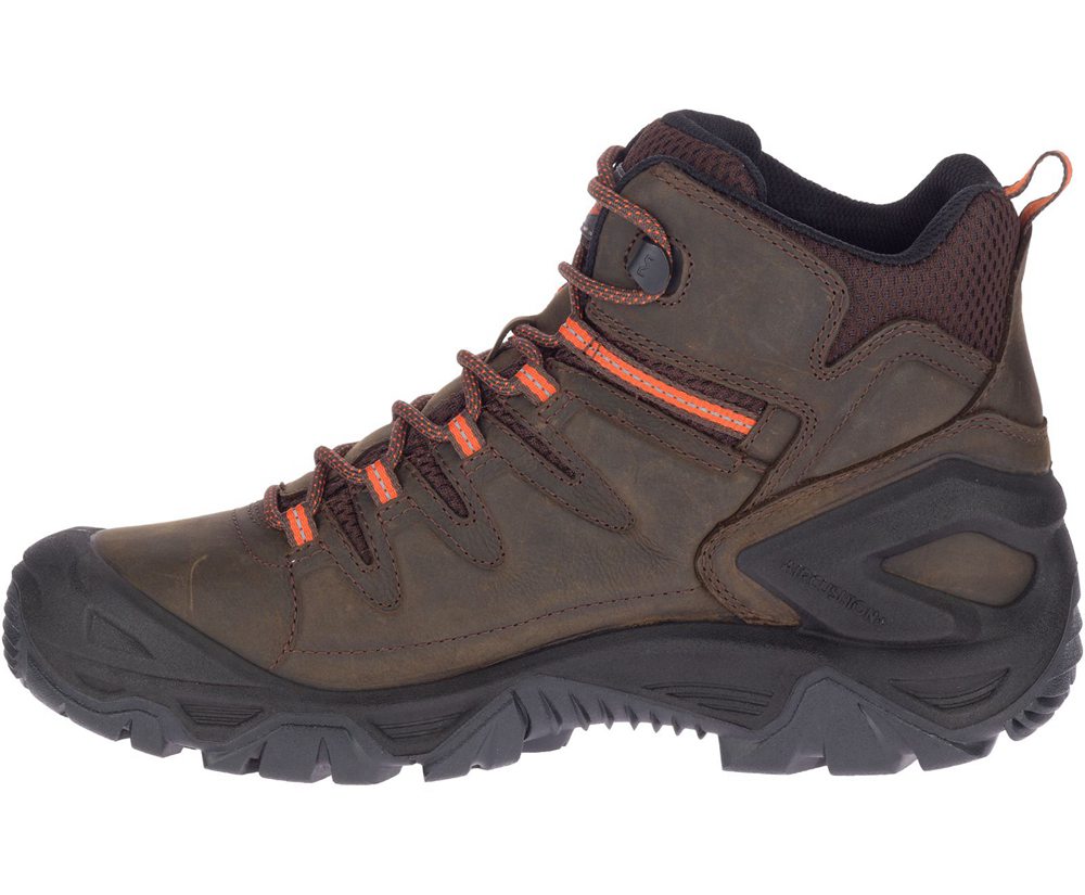 Kozaki Merrell Męskie Brązowe - Strongfield Skórzane 6\" Waterproof Slip-Resistant - 023691-HEV